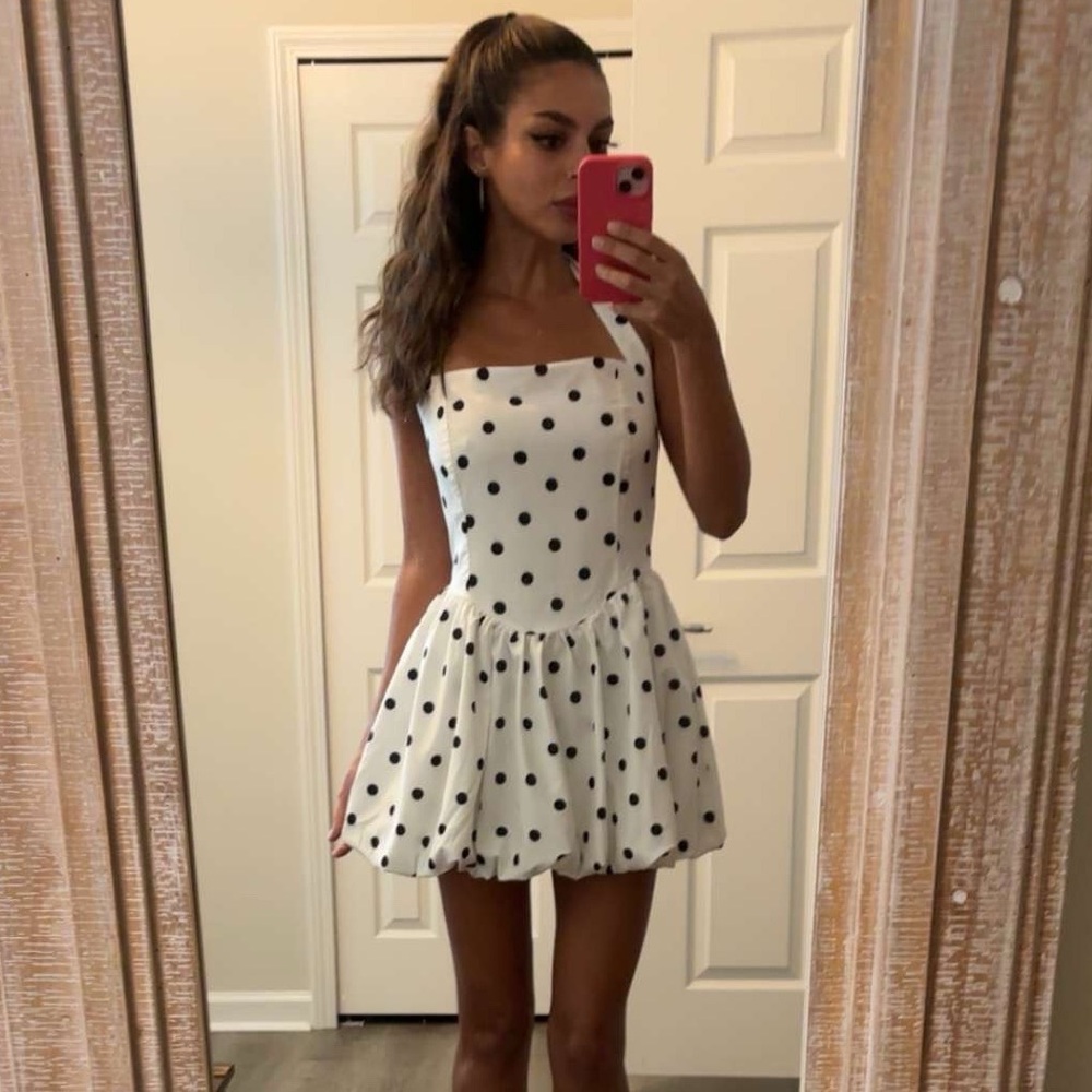 MINI DRESS - BLACK POLKA DOT PRINT